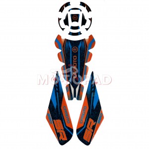 پد کامل باک ژله ای موتورسیکلت CF Moto Race مدل آبی-نارنجی