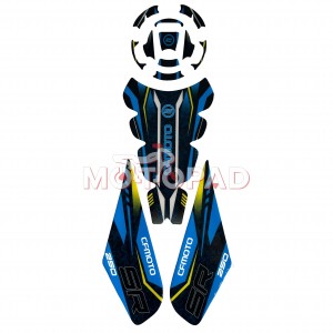 پد کامل باک ژله ای موتورسیکلت CF Moto Race مدل آبی - زرد