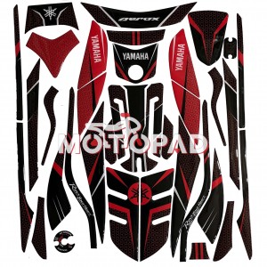 پد کامل بدنه ژله ای موتورسیکلت yamaha Aerox 155 مدل مشکی قرمز کربن