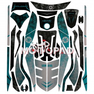 پد کامل بدنه ژله ای موتورسیکلت Aerox 155 مدل فیروزه  ای - نقره ای