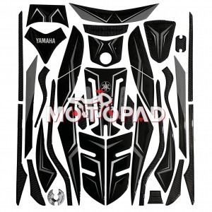 پد کامل بدنه ژله ای موتورسیکلت Aerox 155 مدل مشکی طوسی