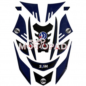 پد کامل بدنه ژله ای  موتور سیکلت Sym J200 مدل مشکی آبی چهارخونه