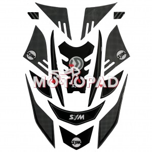 پد کامل بدنه ژله ای موتور سیکلت  Sym J200 مدل مشکی کربن