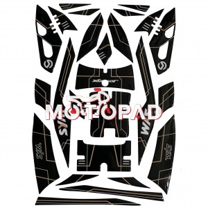 پد کامل بدنه ژله ای موتور سیکلت Sym joymax250 مدل مشکی سفید طلایی خطی