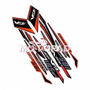 برچسب لمینتی ایرانی موتور سیکلت اس وای ام لاکی 185 مدل مشکی نارنحی