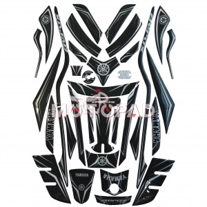 پد کامل بدنه ژله ای موتورسیکلت Aerox 155 مدل کربن خط سفید