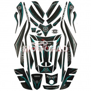 پد کامل بدنه ژله ای موتورسیکلت Aerox 155 مدل فیروزه ای کربن ریز