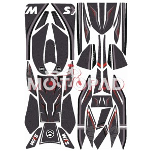 پد کامل بدنه ژله ای موتور سیکلت sym jt200 مدل طوسی قرمز خطی