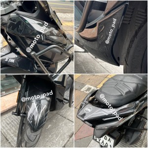 نمونه کار نصب شده پد کامل بدنه ژله ای موتور سیکلت sym jt200