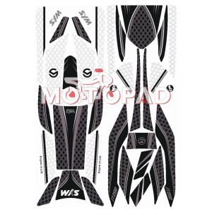 پد کامل بدنه ژله ای موتور سیکلت sym jt200 مدل مشکی سفید لوزی