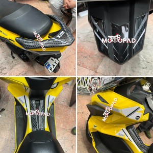 نمونه کار نصب شده پد کامل بدنه ژله ای موتور سیکلت sym jt200