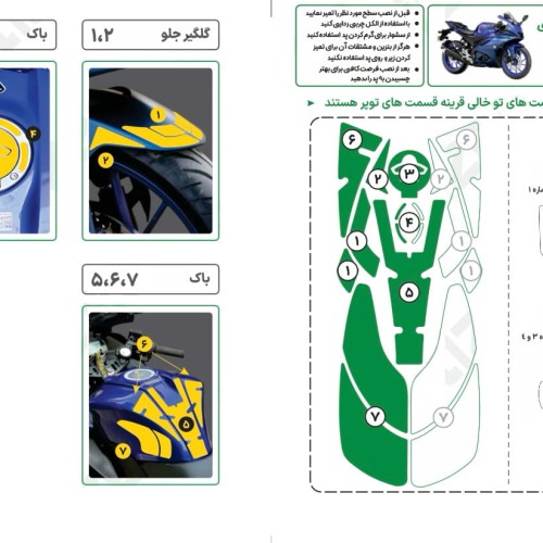دفترچه راهنما پد کامل بدنه موتور سیکلت یاماها r 15
