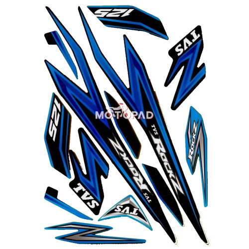 برچسب بدنه کامل موتور سیکلت راکز tvs rockz مدل مشکی آبی