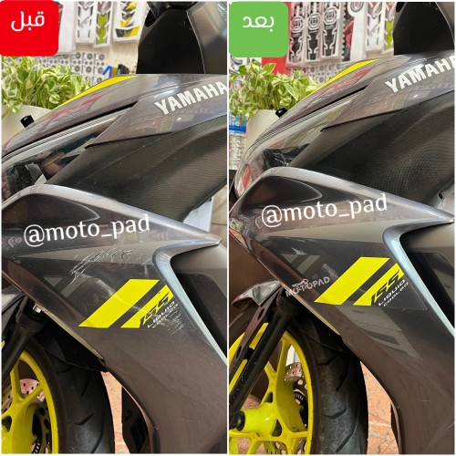نمونه کار نصب شده برچسب اصلی اندونزی بغل چراغ راهنما موتور سیکلت یاماها آیروکس