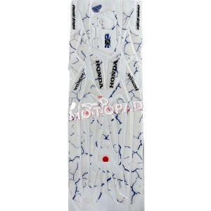 پد کامل بدنه ژله ای موتورسیکلت کلیک 150 Click مدل سفید رگه آبی