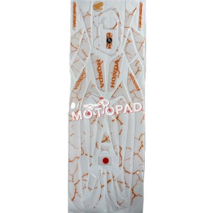 پد کامل بدنه ژله ای موتورسیکلت کلیک 150 Click مدل سفید رگه نارنجی