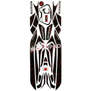 پد کامل بدنه ژله ای موتورسیکلت کلیک 150 Click مدل مشکی رگه نارنجی