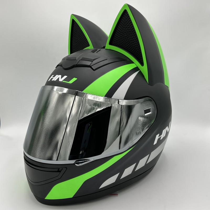 کلاه کاسکت فک ثابت خرگوشی HNJ مدل BLACK  GREEN