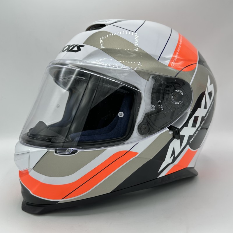 کلاه کاسکت فک ثابت AXXIS مدل EAGLE SV WHITE ORANGE