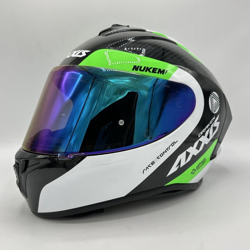 کلاه کاسکت فک ثابت AXXIS مدل DRAKEN S BLACK WHITE GREEN