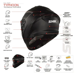 کلاه کاسکت فک ثابت SMK TYPHOON FREERIDE مدل GL-156
