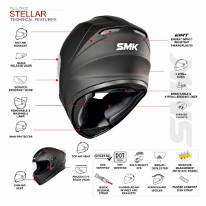 کلاه کاسکت فک ثابت SMK STELLAR مدل  ADOX GL-182