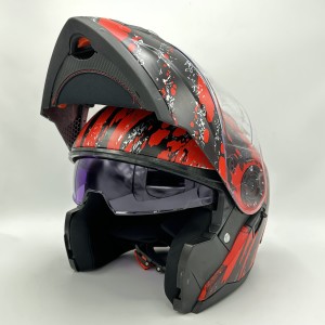 کلاه کاسکت فک متحرک LAVOUS مدل BLACK RED