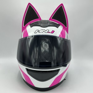 کلاه کاسکت فک ثابت خرگوشی HNJ مدل WHITE PINK