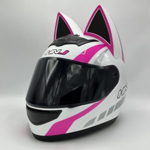 کلاه کاسکت فک ثابت خرگوشی HNJ مدل WHITE PINK