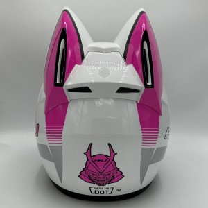 کلاه کاسکت فک ثابت خرگوشی HNJ مدل WHITE PINK