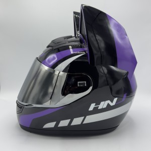 کلاه کاسکت فک ثابت خرگوشی HNJ مدل BLACK PURPLE