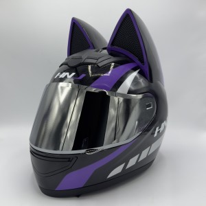 کلاه کاسکت فک ثابت خرگوشی HNJ مدل BLACK PURPLE