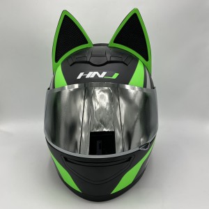 کلاه کاسکت فک ثابت خرگوشی HNJ مدل BLACK  GREEN