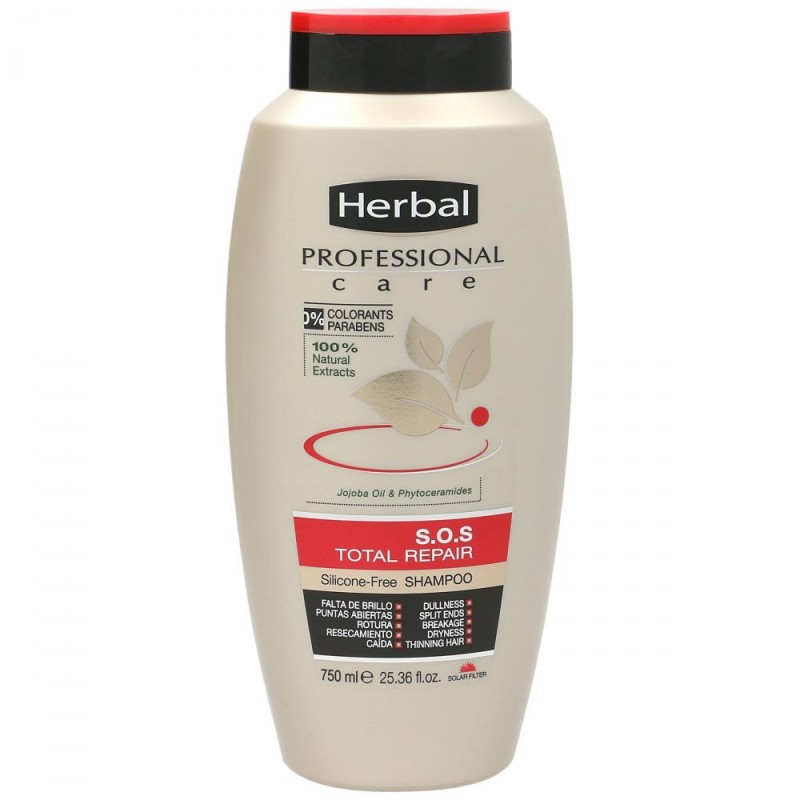 شامپو ترمیم کننده هربال مدل SOS total repair حجم 750 میلی لیتر