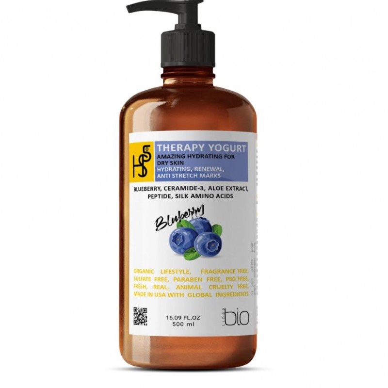 ماست بدن Hs5 مدل آبرسان پوست خشک رایحه بلوبری حجم 500 میلی لیتر