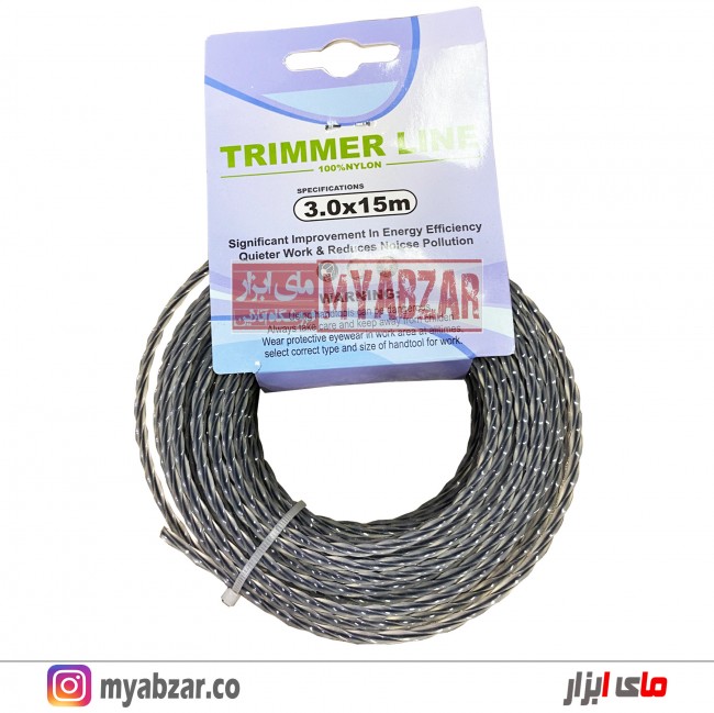 نخ علف زن 3 میل مارپیچ مغزدار 15 متری TRIMMER LINE