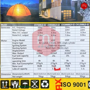 موتور برق بنزینی کواکس مدل COVAX CV8500LDE2