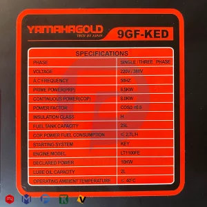 دیزل ژنراتور 12.5 کاوا یاماها مدل 9GF KED (تکفاز و 3فاز)