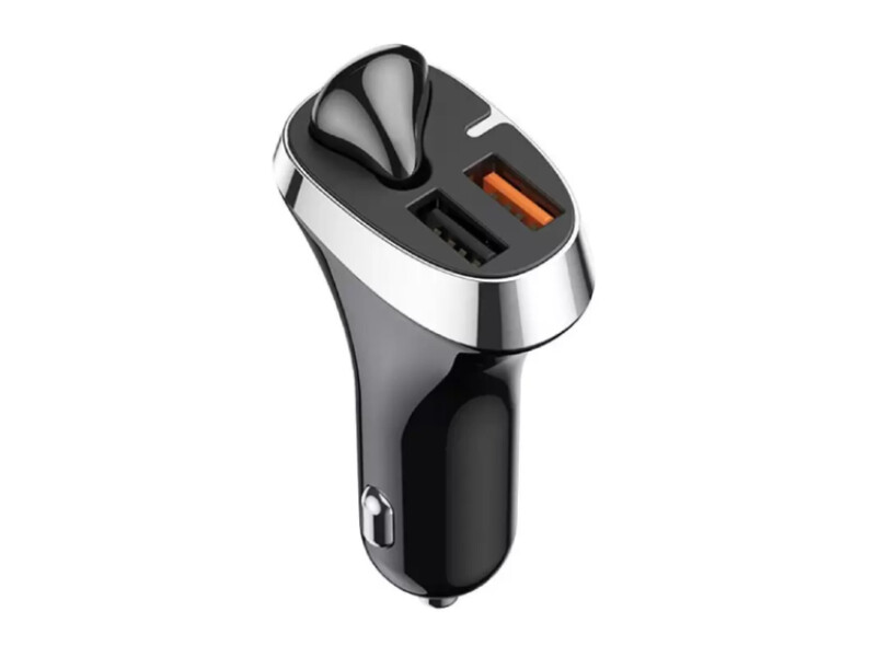 شارژر فندکی دو پورت همراه با هندزفری بیسیم مدل جویروم Joyroom JR-CP2 Car Charger with Bluetooth Earphone 2x USB 30W 2.1 A