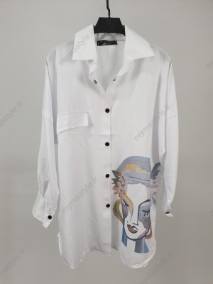 شومیز سفید زنانه فری‌سایز تا ۴۶