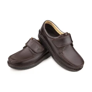 کفش دیابتی مردانه نادر مدل نامی چسبی رنگ قهوه ای