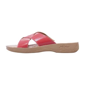 صندل طبی زنانه نادر مدل سحر X ضربدری ورنی رنگ گلبهی