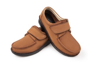 کفش طبی مردانه نادر مدل نامی چسبی کد 143 نبوک رنگ موشی