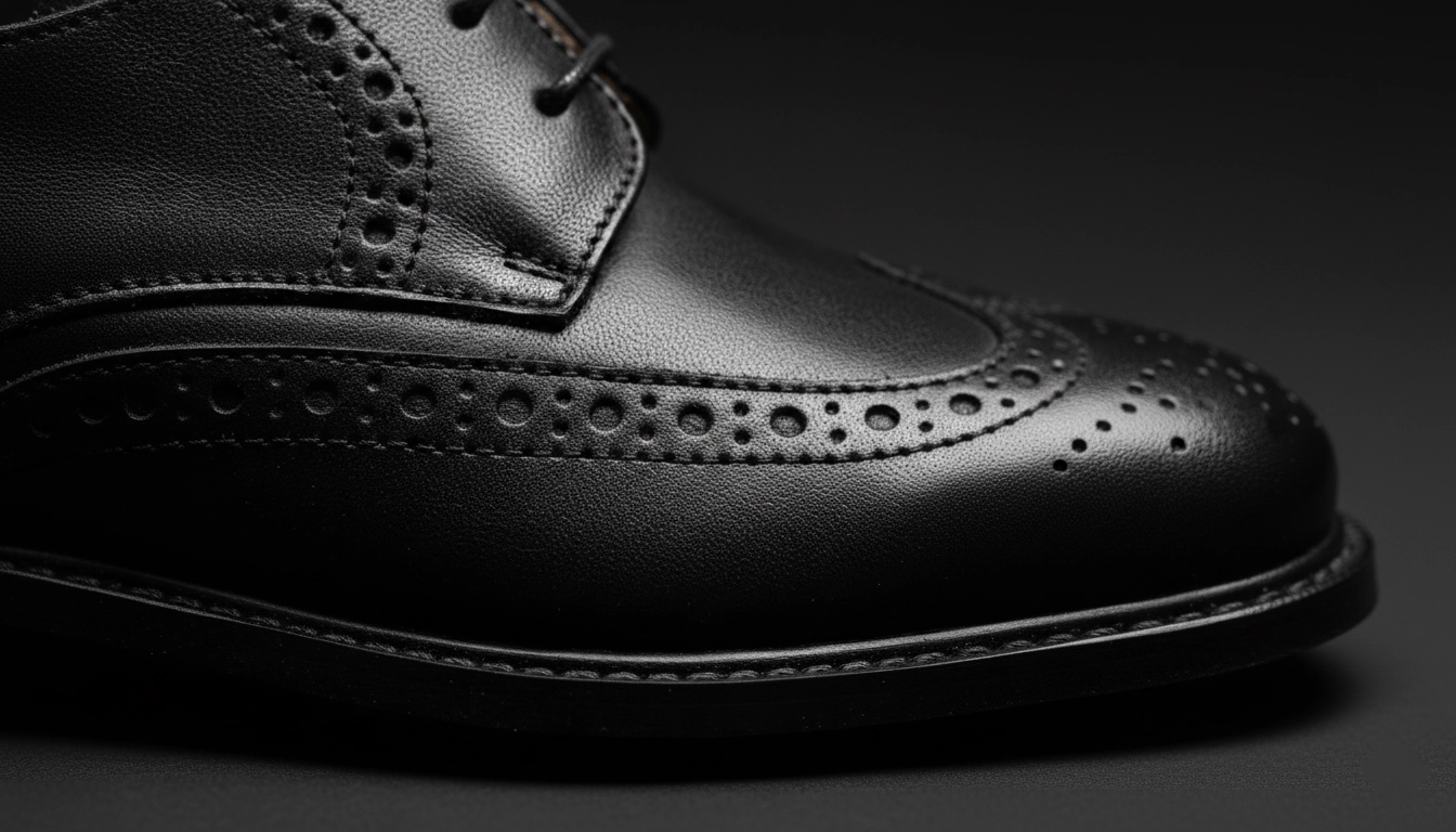 جزئیات و بافت چرم طبیعی و دوخت کفش نادر به زیره PU