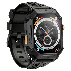 ساعت هوشمند شیائومی مدل Haylou IRON N1 با بدنه فلزی و بند سیلیکونی