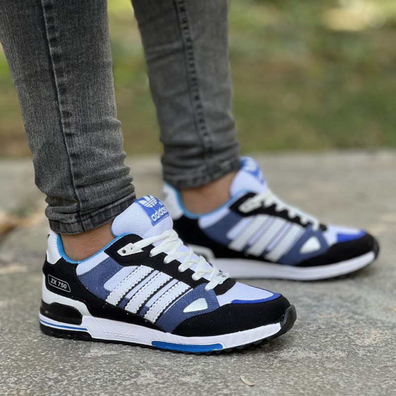 فروش ویژه کفش اسپرت مردانه پسرانه مدل ادیداس  زد ایکس ویژه شیک پسند ها رنگ ابی سفید مشکی