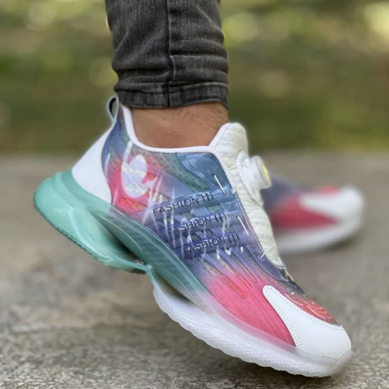 فروش ویژه کفش اسپرت مردانه پسرانه مدل  پمپی  جذاب و زیبا  رنگ  سفید صورتی ابی