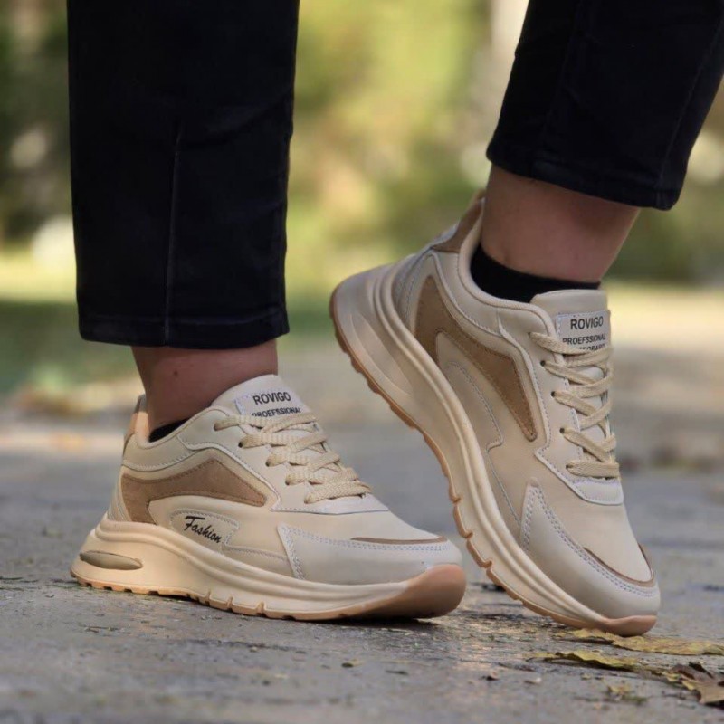 حراج ویژه کفش اسپرت زنانه و دخترانه مدل رویگو رنگ  کرم فوق‌العاده  خوشپابا ارسال رایگان