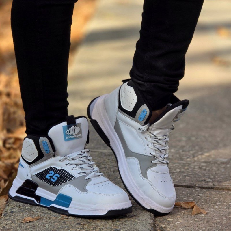 فروش ویژه کفش اسپرت مردانه پسرانه مدل جردن 25 رنگ سفید آبی یه کار فوق العاده زیبا و درجه یک با ارسال رایگان