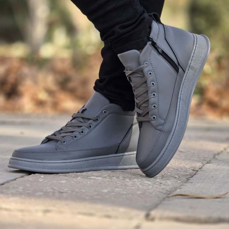 حرااااااج ویژه مدل جدید کفش نیم بوت بغل زیپ  مردانه پسرانه رویه ضد آب  رنگ طوسی مناسب افراد خاص پسند  با ارسال رایگان